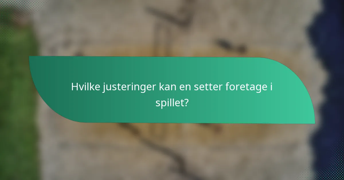Hvilke justeringer kan en setter foretage i spillet?